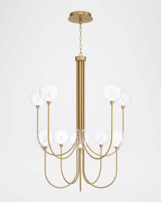 Lissa 40" Tiered 10-Light LED Chandelier, Gold/Clear